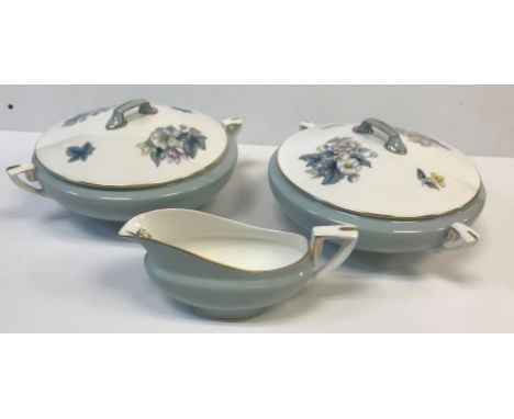 A box containing a Royal Worcester "Woodland" part dinner service, together with four boxes of sundry decorative china and gl