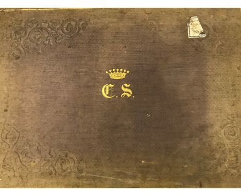 A 19th Century tooled cloth board bound folio of various watercolours including fourteen attributed to KARL SCHNORR VON CAROL