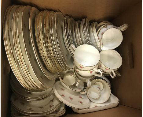 A large selection of "Rose Spray" decorated dinner wares, various manufacturers, together with a large quantity of Paragon "C