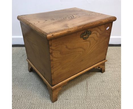 A 19th Century blonde ash commode stool (interior missing), raised on splayed bracket feet, 50.5 cm x 39 cm x 44.5 cm high