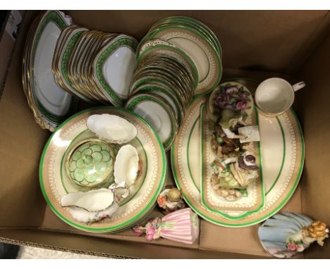 A collection of assorted dinner wares including Burleighware by Burgess &amp; Leigh Limited, a gilt and floral decorated Tusc