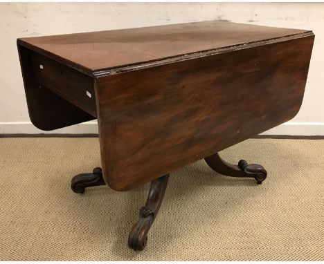 A Victorian mahogany pedestal drop-leaf Pembroke table, 129 cm wide x 107 cm deep x 75 cm high, a mahogany cupboard with draw