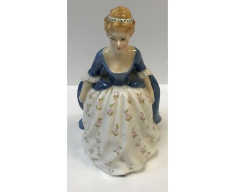 A box of various china and glass wares to include Royal Doulton figurine "Alison" (HN2336), a Royal Doulton flambe ware vase 