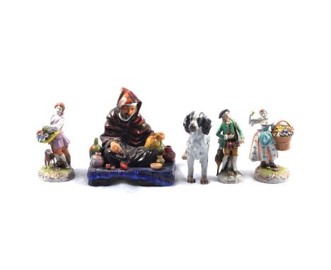 Royal Doulton figure, The Potter HN1493, another Romany Sue HN1757, other Continental porcelain figures and a C Martino model