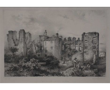 After John Flower, Roman Remains, called 'The Jewry Wall', lithograph; and other prints, mostly of Leicester and Belvoir inte