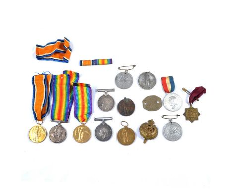 Medals - a WW1 pair to 203910 Pte G T Goode Herts. R, comprising War Medal and Victory Medal; another WW1 pair to 35747 Pte H