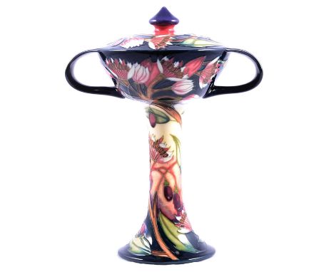 Emma Bossons for Moorcroft, a twin handled bonbonniere and cover in the Symphony design, ©2003, MCC 887, signed E Bossons, al