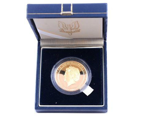 A 50th Anniversary of the SAS gold-plated silver coin, celebrating the Golden Jubilee of HM Queen Elizabeth II and the 50th A