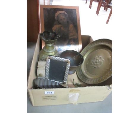 A quantity of brassware including wall light, vases etc