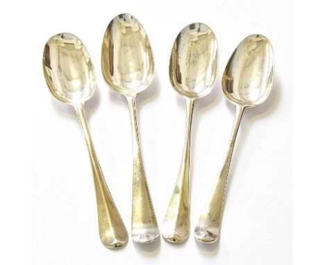 Three George II and One George III Silver Table-Spoons, One Maker’s Mark Rubbed, London, 1718; One by Richard Scarlett, Londo