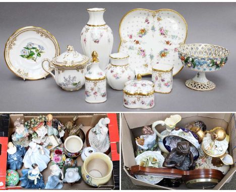 20th Century Ceramics, including Royal Crown Derby 'Royal Antoinette' vases and plates, Spode cup, cover and saucer, Dresden 