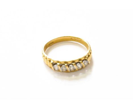 A 22 Carat Gold Paste Five Stone Ring, finger size N1/2Gross weight 3.7 grams.