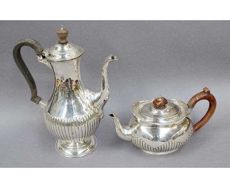 A Victorian Silver Teapot and a Victorian Silver Coffee-Pot, The Teapot by Charles Stuart Harris, London, 1892, The Coffee-Po