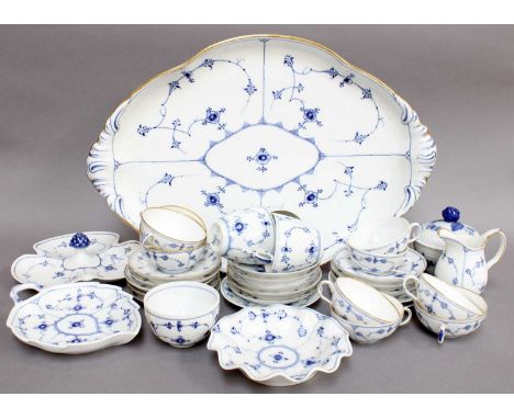 A Quantity of Royal Copenhagen Porcelain, various dates, painted in underglaze blue with the "Immortelle" pattern, including 