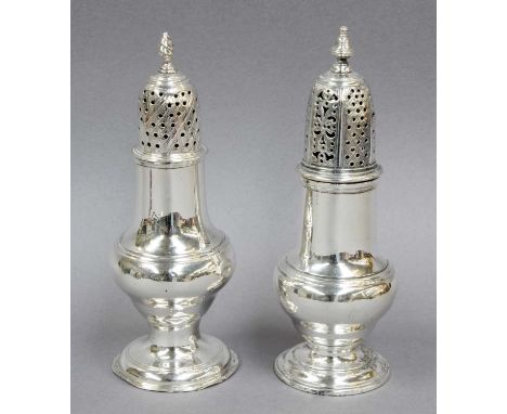 A George II Silver Pepperette and a George III Silver Pepperette, the First by Samuel Wood, London, 1752 and the Second by Th