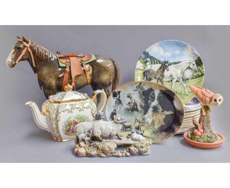 Beswick and Border Fine Arts, including: Black Beauty and Foal; black gloss Fell pony; Shire More; Otters; Spaniel; Collie; t