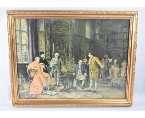 A Gilt Framed Print After Margaret Dovaston, The Conference, 60x44cm 