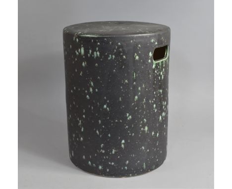 A Circular Glazed Ceramic Stool, 33.5cm Diameter and 44cm high 