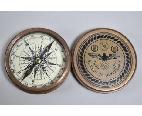 A Reproduction Circular Compass Decorated with Nazi Eagle, 7.5cms Diameter 