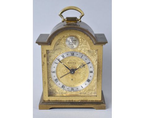 A Late 20th Century Swiza Miniature Carriage Clock with Clockwork Movement, Working Order, 10.5cms High 
