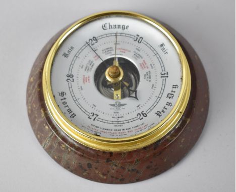 A Souvenir Serpentine Marble Circular Aneroid Barometer but Shortland, 14.5cms Diameter 