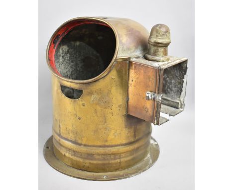 A Vintage Brass Case for a Binnacle Compass, 26cms High 