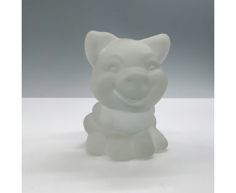 A charming frosted glass figure of a seated cheerful pig. Goebel acid mark and sticker on the underside. This item has its or