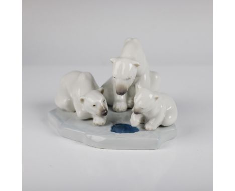 Charming Lladro figurine titled Bearly Love, model number 1001443, features a heartwarming depiction of polar bears—an adult 