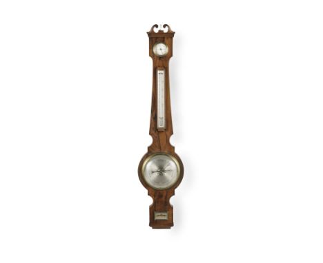 A 19TH CENTURY ROSEWOOD WHEEL BAROMETERL Casartelli, LiverpoolWith hygrometer and thermometer, 6¼-inch circular silvered dial