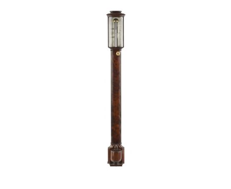 A MAHOGANY BOW-FRONT STICK BAROMETERDolland, London, circa 1830The signed silvered scales with venier, concealed tube within 