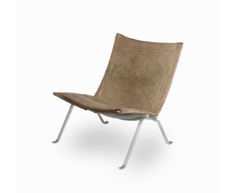 Poul Kjærholm (Danish 1929-1980), low chairModel no. PK 22, Fritz Hansen production, with brown leather back and seat,  63cm 