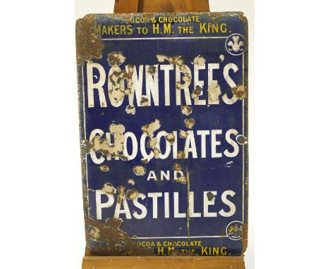 An enamel advertising sign "Rowntree's Chocolates and Pastilles", 75.5cm x 50cm