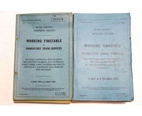 A quantity of Railway working timetables for the Western region, 1950's onwards