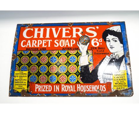 An enamel Chivers' Carpet Soap advertising sign, 76cm x 51cm