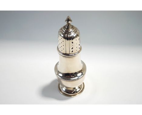 A silver sugar caster, by William Hutton & Sons, Sheffield 1936, 18.5 cm high, 165 g (5.3 troy ozs) gross