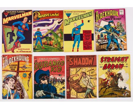 Marvelman (1950s) 45 top corner cut away [gd], 177, 353 with Blackhawk 3 (Strato), 57 (Popular Press), Durango Kid 19 (Cartoo