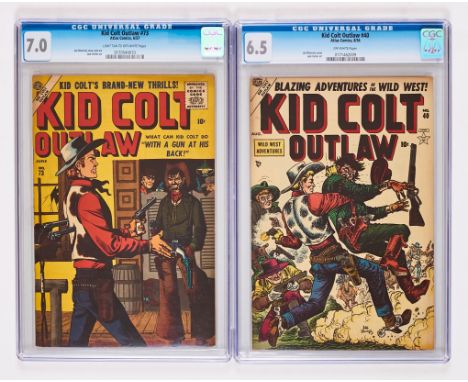 Kid Colt Outlaw (1954-57) 40, 73. #40 CGC 6.5. Off-white pages, #73 CGC 7.0. Light tan/off-white pages (2). No Reserve