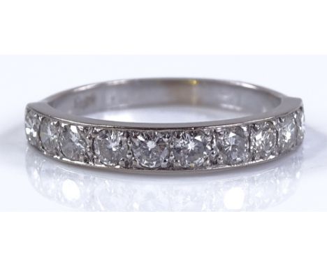 An 18ct white gold diamond half-hoop ring, set with 10 round brilliant-cut diamonds, each weight approx 0.08ct, total diamond