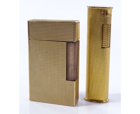 A Dunhill gold plated pocket lighter, height 7cm, and a Dupont lighter (2)
