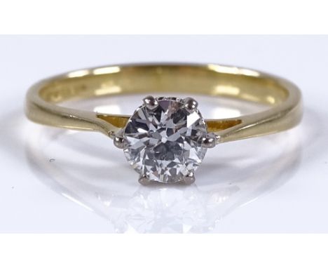 An 18ct gold 0.61ct solitaire diamond ring, measurements: diameter - 5.53mm, depth - 3.28mm, size P, 2.8g