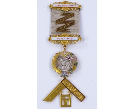 A 9ct gold and enamel St Johns Thanet Lodge Masonic medal, gross weight 32g