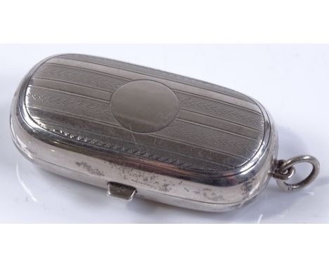 An Edwardian silver double Sovereign case, with engine turned stripe decoration, by Dennison Watch Case Co, hallmarks Birming