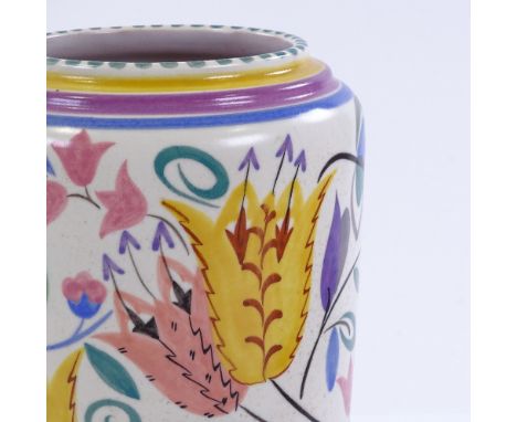 An Art Deco Poole Pottery vase, hand painted design by Eileen Pragnell (1924 - 1935), height 23cm