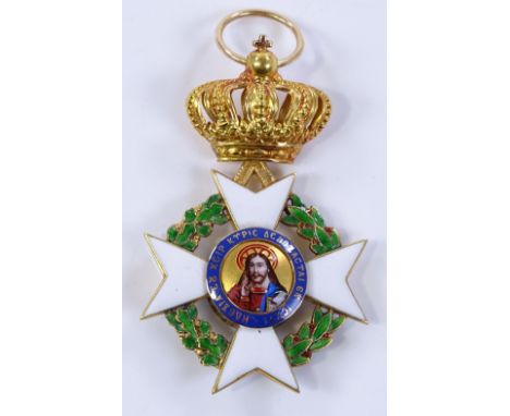 A Greek gold and enamel Order of the Redeemer medal, width 35mm