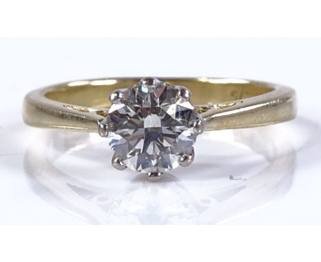 An 18ct gold solitaire diamond ring, diamond approx 0.75ct, size K, 3.3g