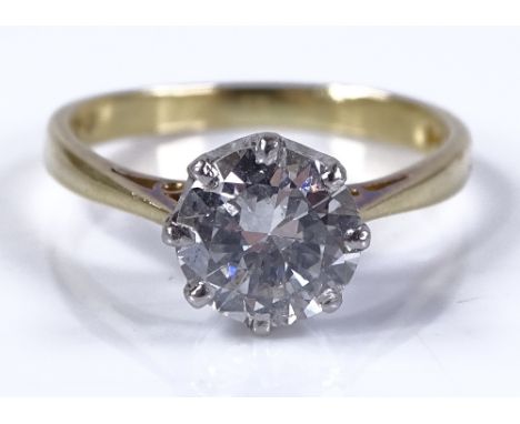 An 18ct gold 1.24ct solitaire diamond ring, diamond measurements: diameter - 7.06mm, depth - 4.07mm, hallmarks London 1985, s