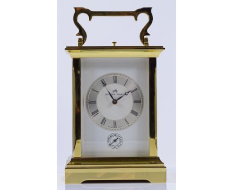 A modern Matthew Norman Anglaise style grande carriage clock, 8-day striking movement with repeat and alarm, height 14cm, box