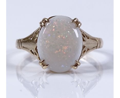 A 9ct gold opal dress ring, setting height 9.9mm, size G, 1.5g