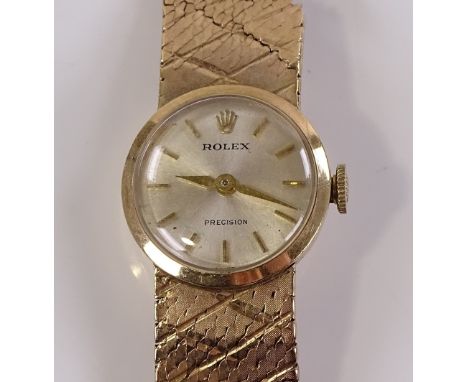 A lady's 9ct gold Rolex Precision cocktail wristwatch, mechanical 18 ruby movement, hallmarks London 1966, case no. 27891, ca