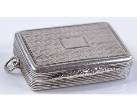 A Georgian rectangular silver snuff box, engine turned decoration, by Thomas Shaw?, hallmarks Birmingham 1832, length 4.1cm